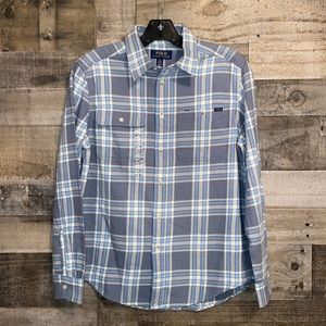 NWT Boys’ Polo Ralph Lauren plaid button down. 100%cotton. Large 14-16